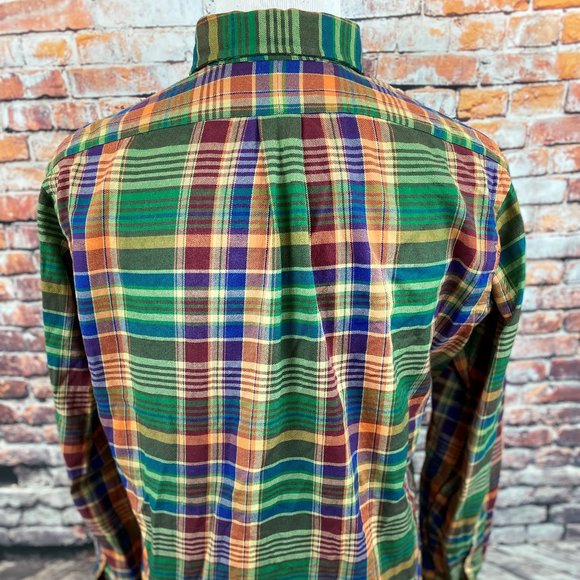 Ralph Lauren Classic Fit Green Orange Plaid Shirt - Picture 3 of 5